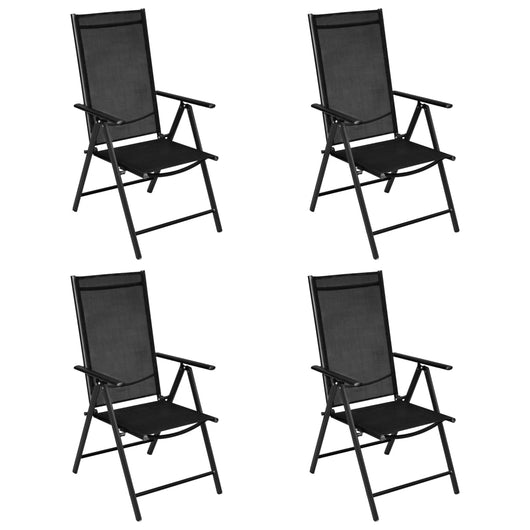 Set Mobili Pranzo per Giardino 5 pz in Alluminio Textilene Nero cod mxl 45899