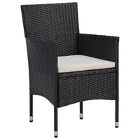 Set Mobili da Pranzo per Giardino 7 pz in Polyrattan Nero cod mxl 40919