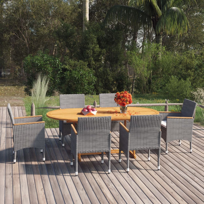 Set Mobili da Pranzo per Giardino 7 pz in Polyrattan Grigio 3070756