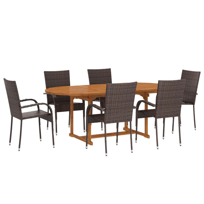 Set Mobili da Pranzo Giardino 7 pz in Polyrattan Marrone 3070757