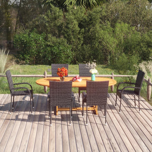 Set Mobili da Pranzo per Giardino 7 pz in Polyrattan Nero cod mxl 40909