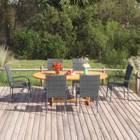 Set Mobili da Pranzo Giardino 7 pz in Polyrattan Grigio cod mxl 40911