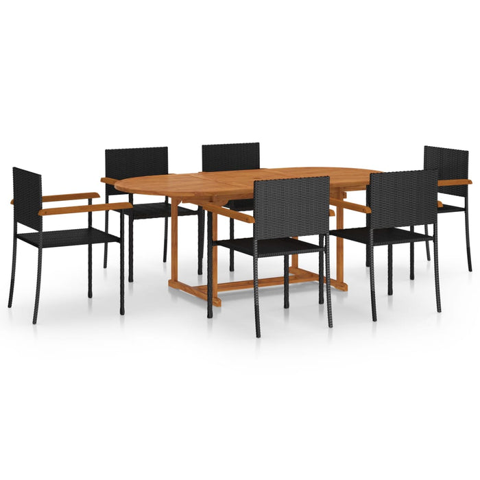 Set Mobili da Pranzo per Giardino 7 pz in Polyrattan Nero 3070765