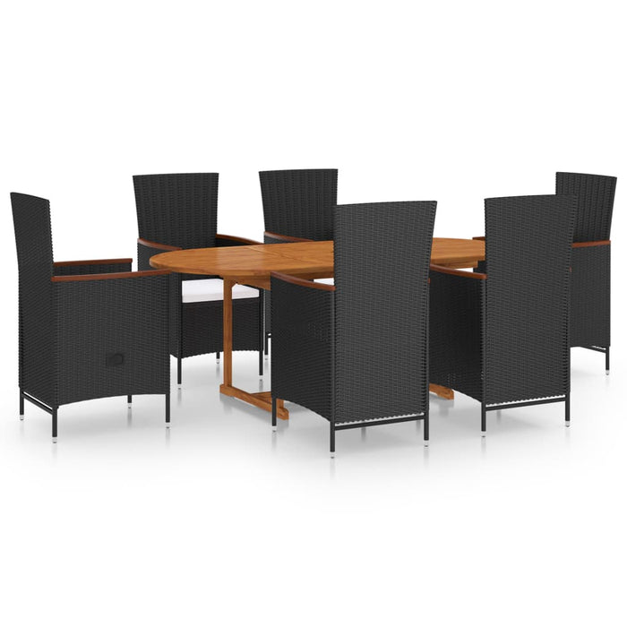 Set Mobili da Pranzo per Giardino 7 pz in Polyrattan Nero 3070766