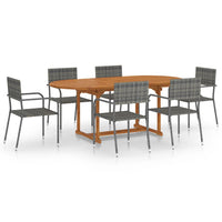 Set Mobili da Pranzo da Giardino 7 pz in Polyrattan Antracite cod mxl 40913