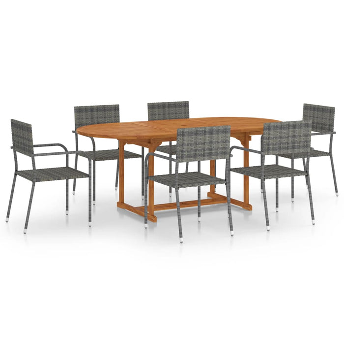 Set Mobili da Pranzo da Giardino 7 pz in Polyrattan Antracite 3070773