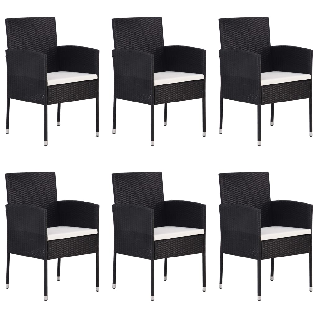 Set Mobili da Pranzo per Giardino 7 pz in Polyrattan Nero cod mxl 40920