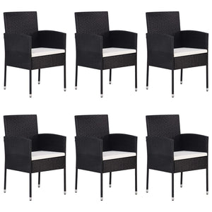 Set Mobili da Pranzo per Giardino 7 pz in Polyrattan Nero 3070774