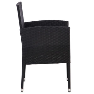 Set Mobili da Pranzo per Giardino 7 pz in Polyrattan Nero cod mxl 40920