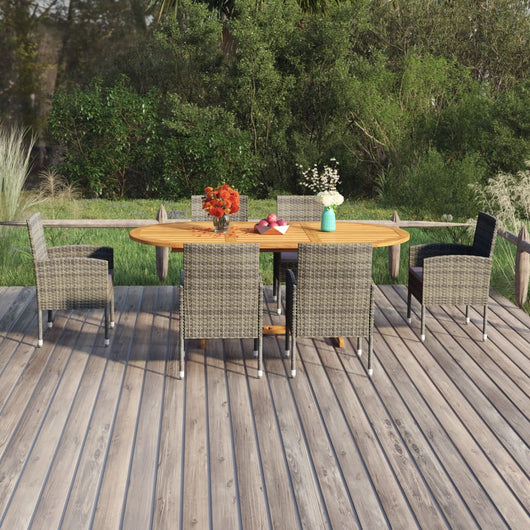 Set Mobili da Pranzo da Esterni 7 pz in Polyrattan Antracite cod mxl 40921