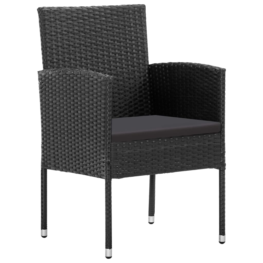 Set da Pranzo da Giardino 7 pz in Polyrattan Nero cod mxl 40915