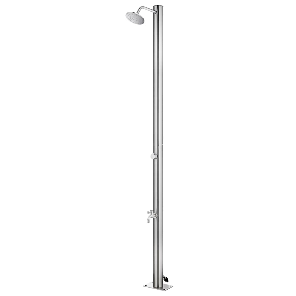 Doccia da Giardino con Base Marrone 220 cm in Acciaio Inox 3070778