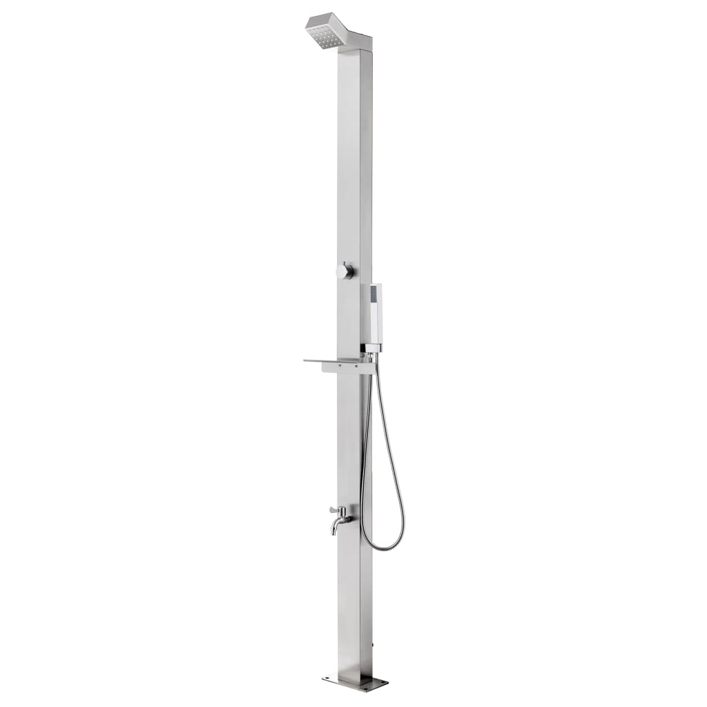 Doccia da Giardino con Base Grigia 225 cm in Acciaio Inox 3070792