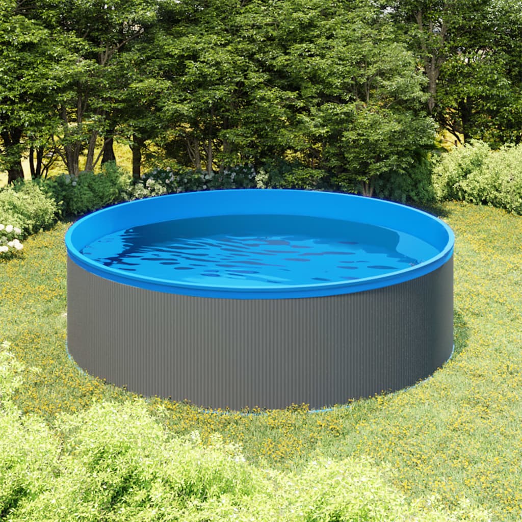 Piscina Fuori Terra con Skimmer e Pompa Sospesi 350x90cm Grigia 3070801