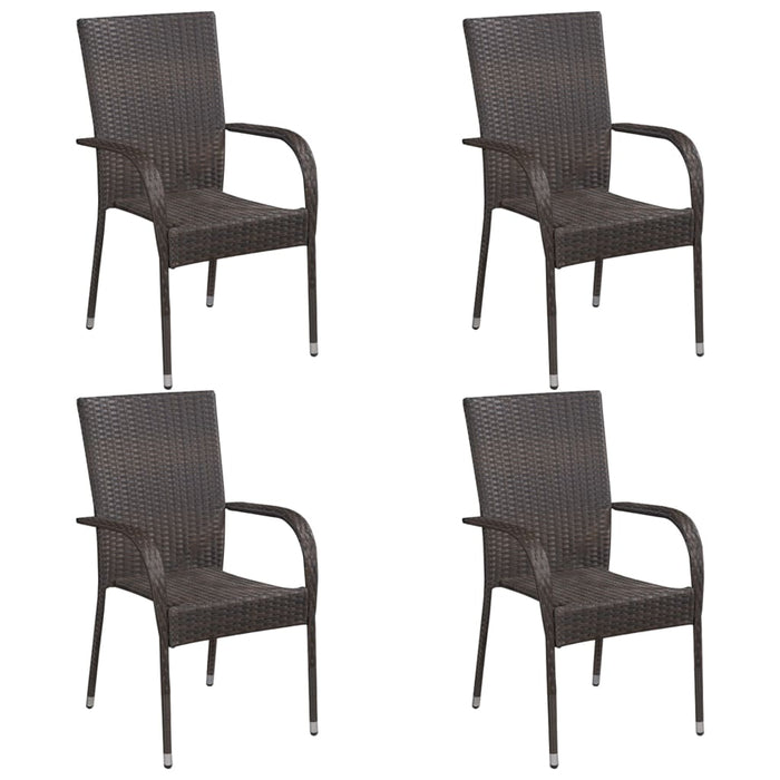 Set Mobili da Pranzo Giardino 5 pz in Polyrattan Marrone cod mxl 35932