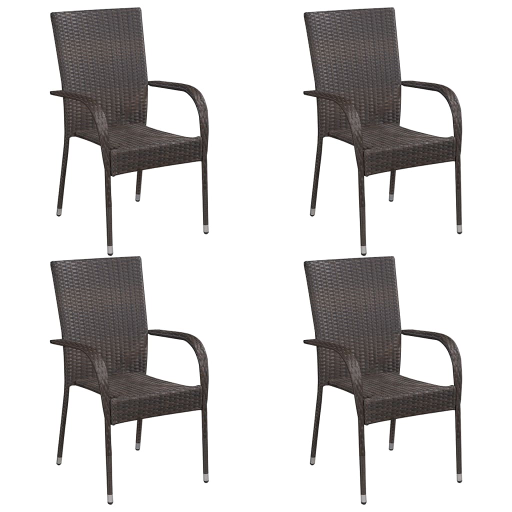 Set Mobili da Pranzo Giardino 5 pz in Polyrattan Marrone 3072484