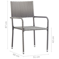 Set Mobili da Pranzo per Giardino 3 pz Polyrattan Grigio  cod mxl 40556