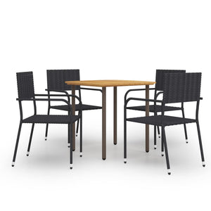 Set Mobili da Pranzo Giardino 5 pz in Polyrattan Nero cod mxl 45369