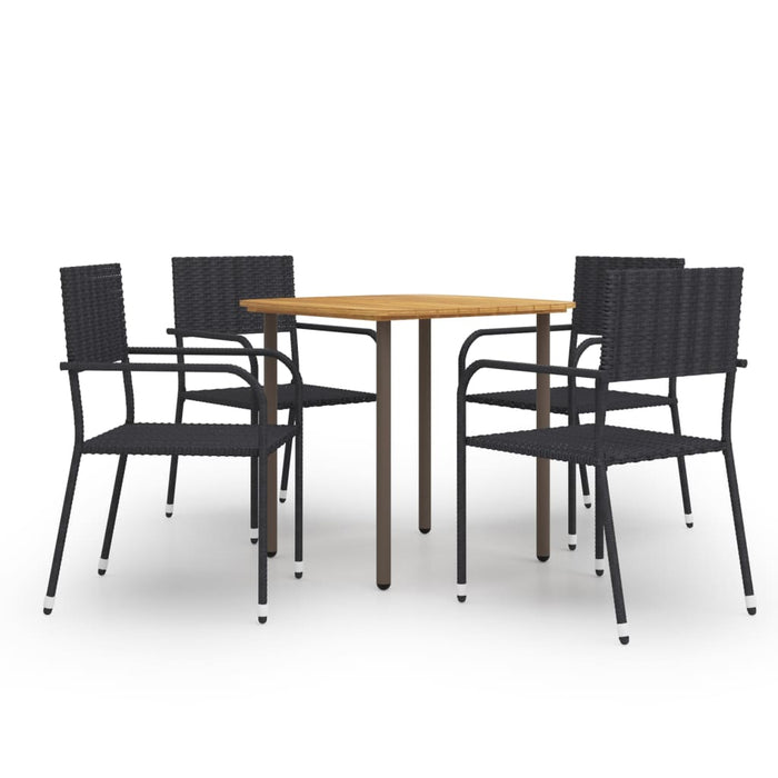 Set Mobili da Pranzo Giardino 5 pz in Polyrattan Nero cod mxl 45369