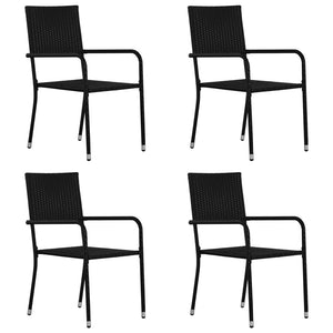 Set Mobili da Pranzo Giardino 5 pz in Polyrattan Nero cod mxl 45369