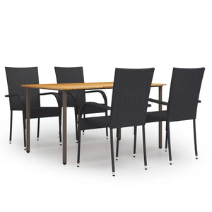 Set Mobili da Pranzo Giardino 5 pz in Polyrattan Nero cod mxl 37974