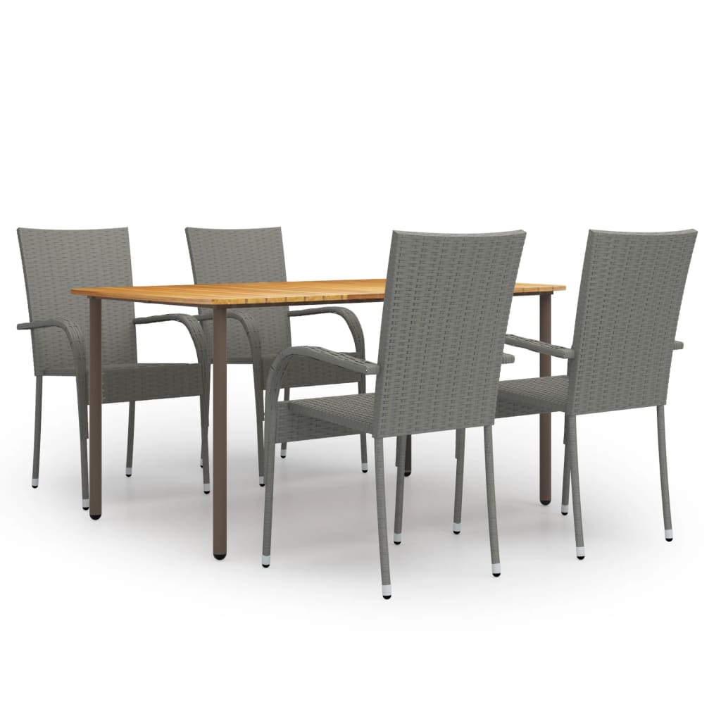 Set Mobili da Pranzo Giardino 5 pz in Polyrattan Grigio 3072493