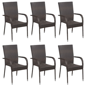 Set Mobili da Pranzo Giardino 7 pz in Polyrattan Marrone cod mxl 41782