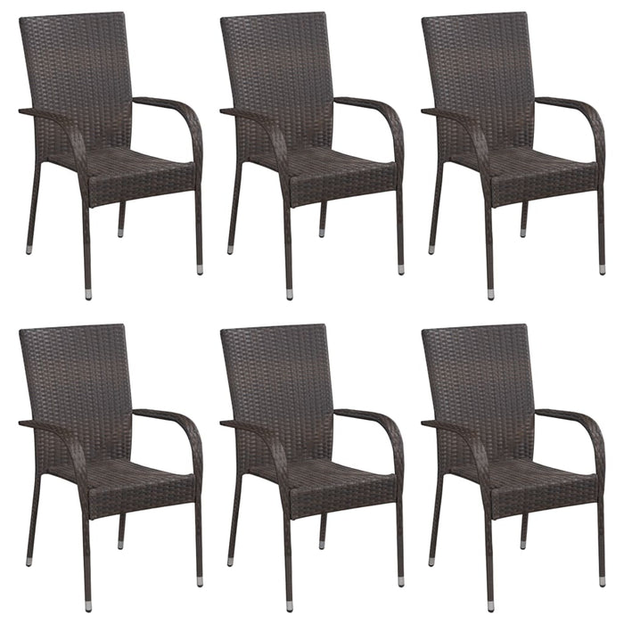 Set Mobili da Pranzo Giardino 7 pz in Polyrattan Marrone cod mxl 41782