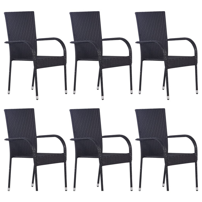 Set Mobili da Pranzo Giardino 7 pz in Polyrattan Nero cod mxl 37978