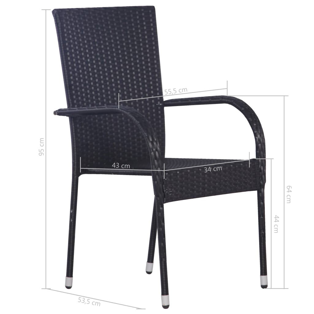 Set Mobili da Pranzo Giardino 7 pz in Polyrattan Nero 3072495