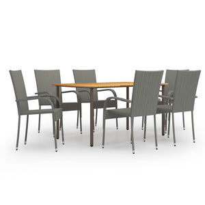 Set Mobili da Pranzo Giardino 7 pz in Polyrattan Grigio cod mxl 51612