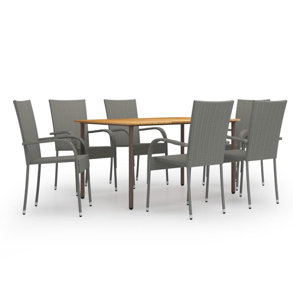 Set Mobili da Pranzo Giardino 7 pz in Polyrattan Grigio 3072496