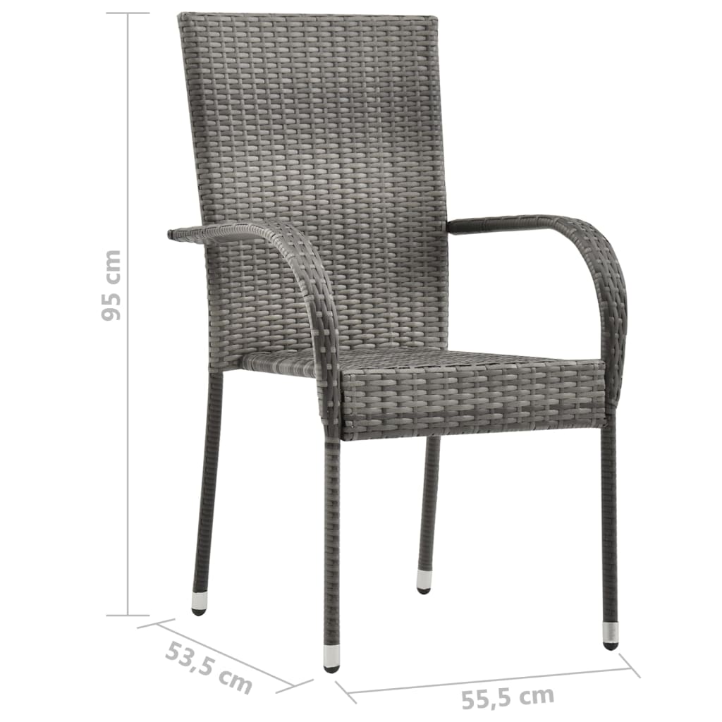 Set Mobili da Pranzo Giardino 7 pz in Polyrattan Grigio 3072496