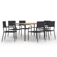 Set Mobili da Pranzo Giardino 7 pz in Polyrattan Nero 3072499