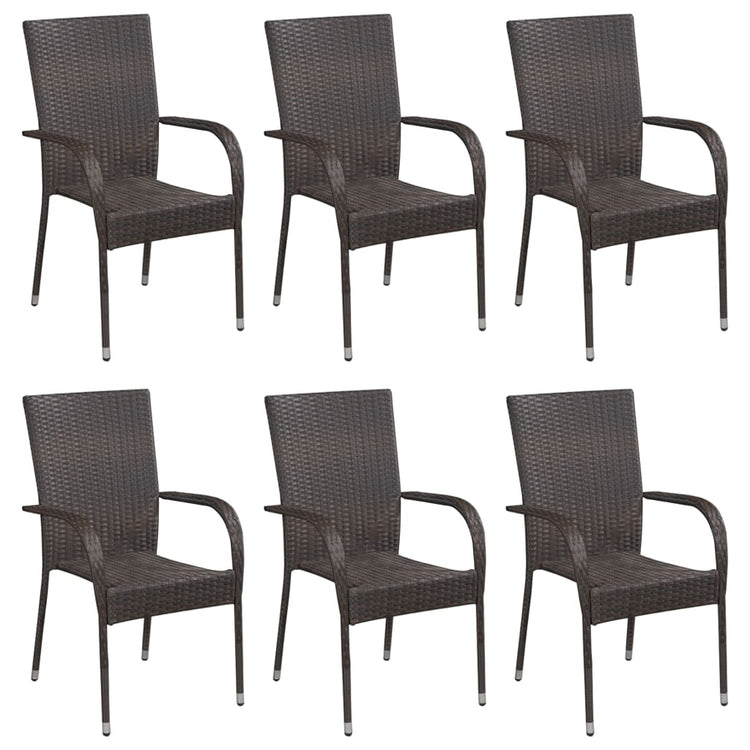 Set Mobili da Pranzo Giardino 7 pz in Polyrattan Marrone