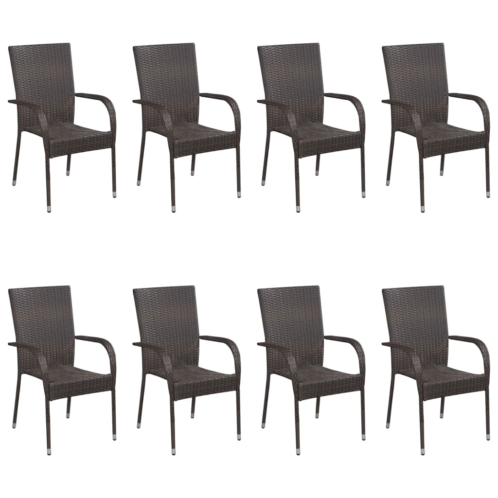 Set Mobili da Pranzo Giardino 9 pz in Polyrattan Grigio 3072504