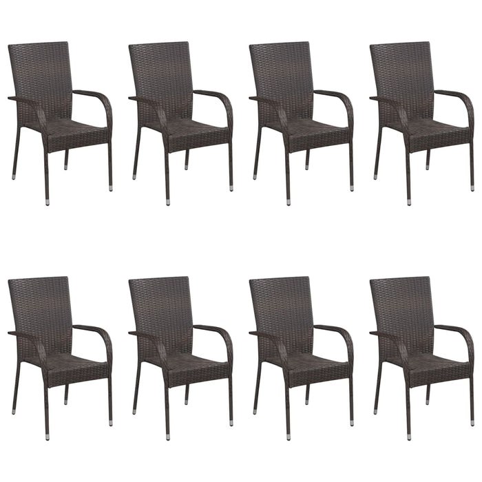 Set Mobili da Pranzo Giardino 9 pz in Polyrattan Grigio 3072504