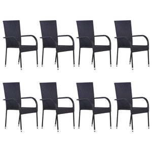 Set Mobili da Pranzo Giardino 9 pz in Polyrattan Nero