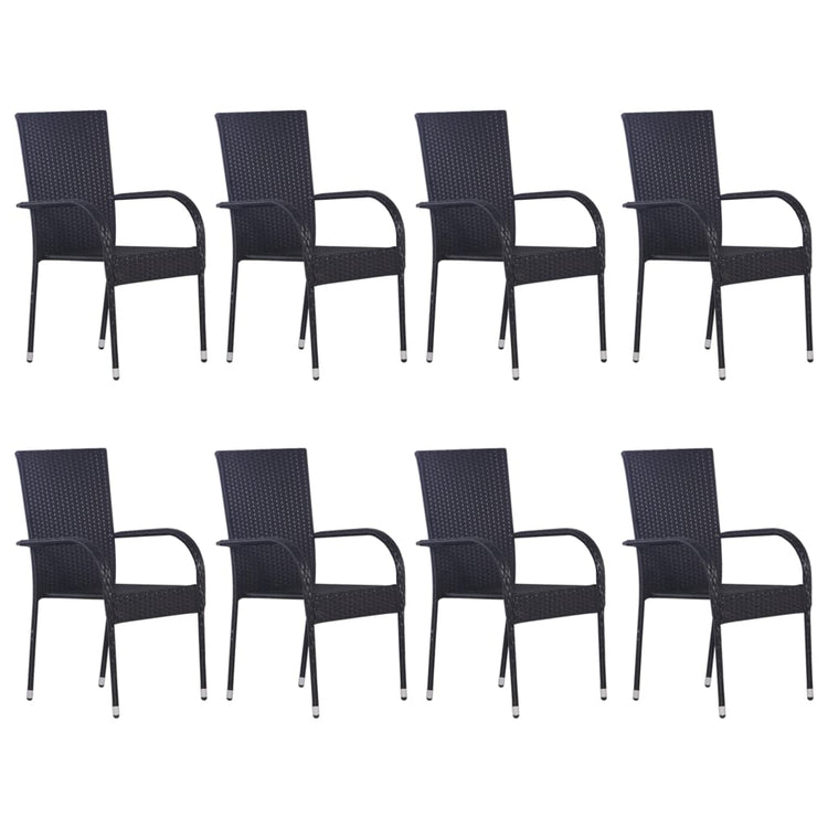 Set Mobili da Pranzo Giardino 9 pz in Polyrattan Nero