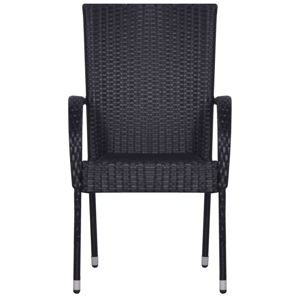 Set Mobili da Pranzo Giardino 9 pz in Polyrattan Nero