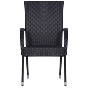 Set Mobili da Pranzo Giardino 9 pz in Polyrattan Nero