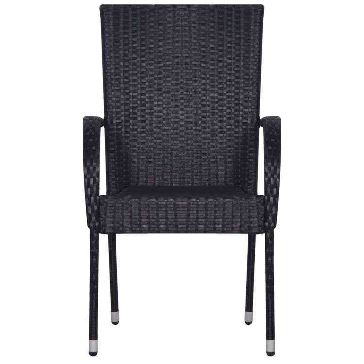 Set Mobili da Pranzo Giardino 9 pz in Polyrattan Nero