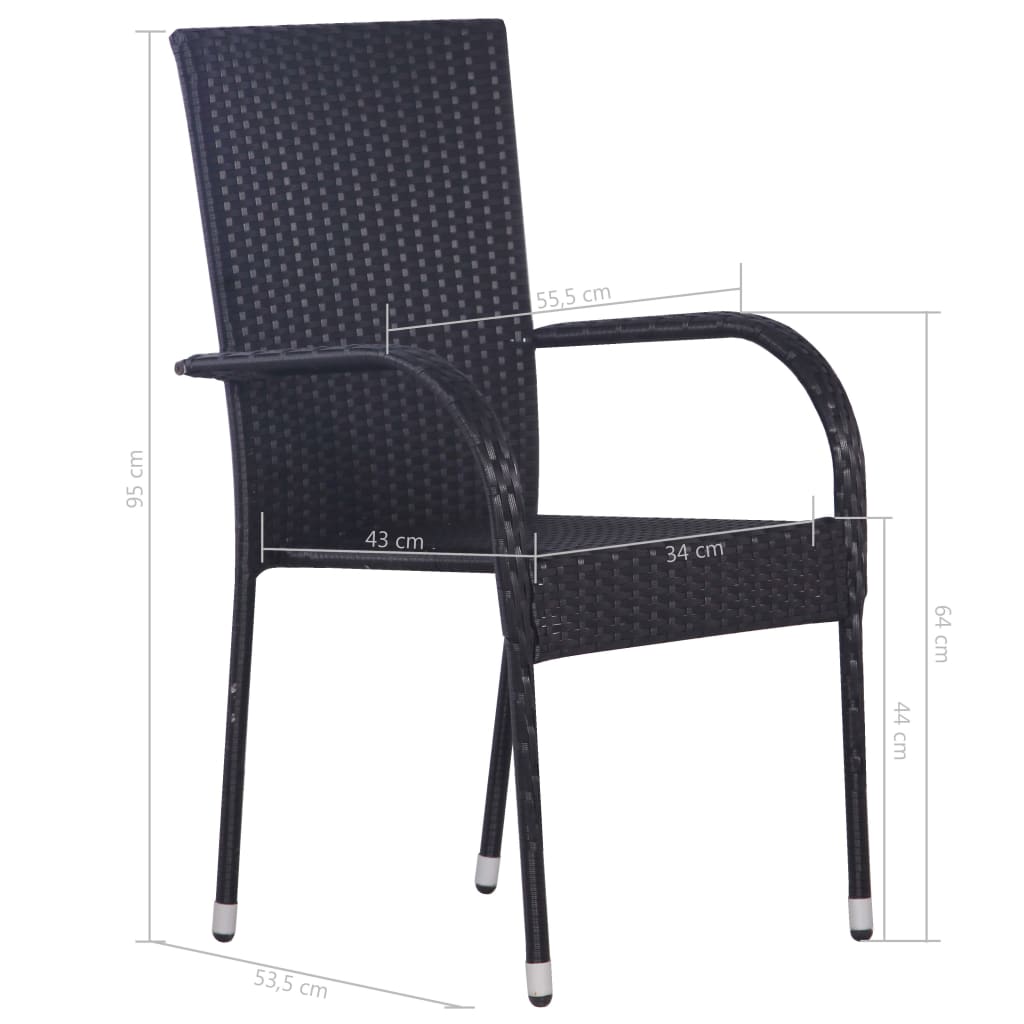 Set Mobili da Pranzo Giardino 9 pz in Polyrattan Nero