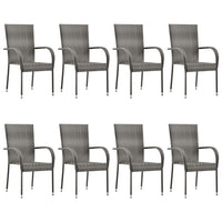 Set Mobili da Pranzo Giardino 9 pz in Polyrattan Grigio