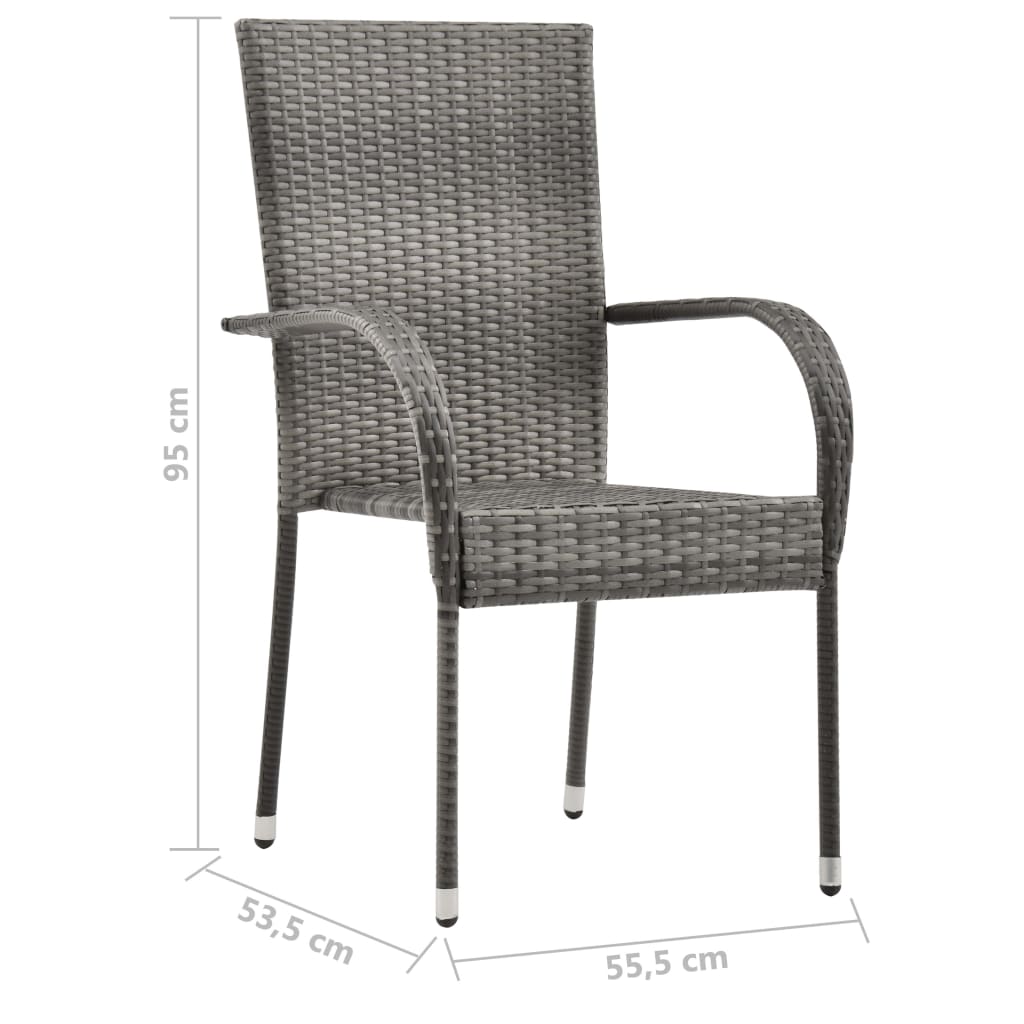 Set Mobili da Pranzo Giardino 9 pz in Polyrattan Grigio