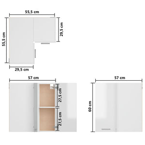 Pensile Angolare Bianco Lucido 57x57x60 cm in Truciolato 806395