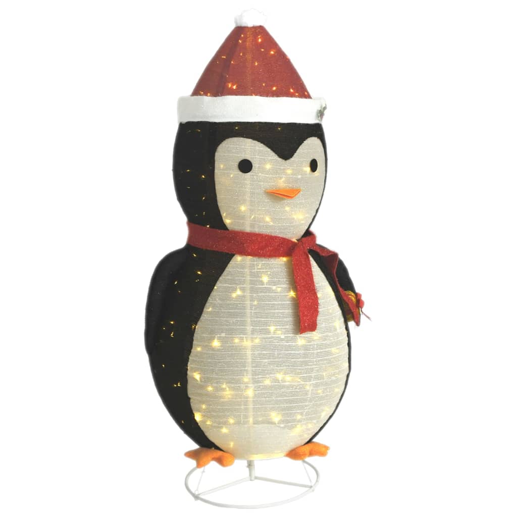 Figura Decorativa Pinguino Natale con LED Tessuto Lusso 180cm