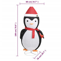 Figura Decorativa Pinguino Natale con LED Tessuto Lusso 180cm