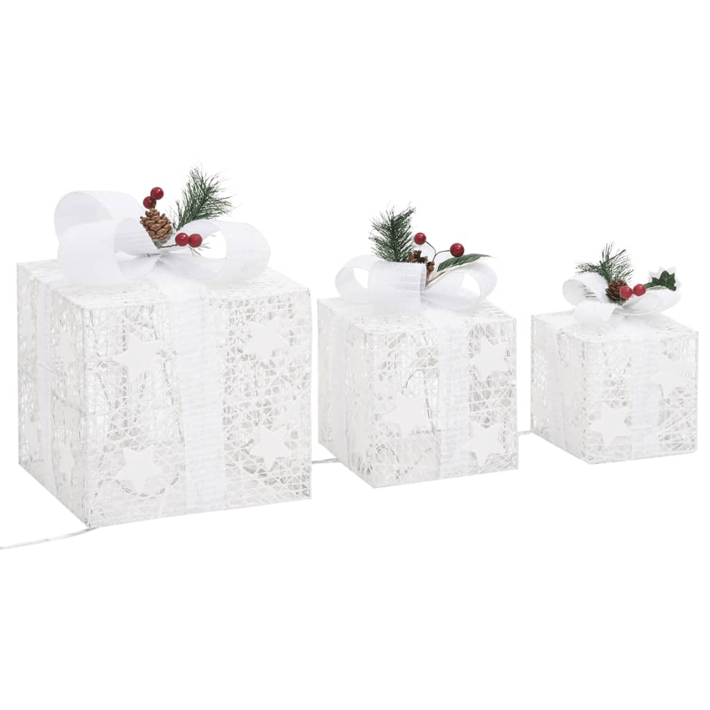 Scatole Regalo Decorative Natale 3pz Bianche da Esterno Interni cod mxl 50608