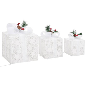 Scatole Regalo Decorative Natale 3pz Bianche da Esterno Interni 329766